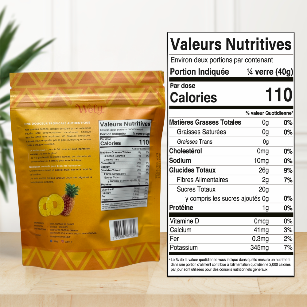 Wely - Ananas Séché Premium - (Lot de 3 x 100g)