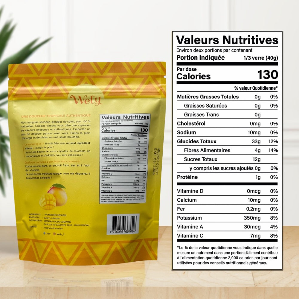Wely - Mangue Séchée Premium - (Lot de 3 x 100 g)