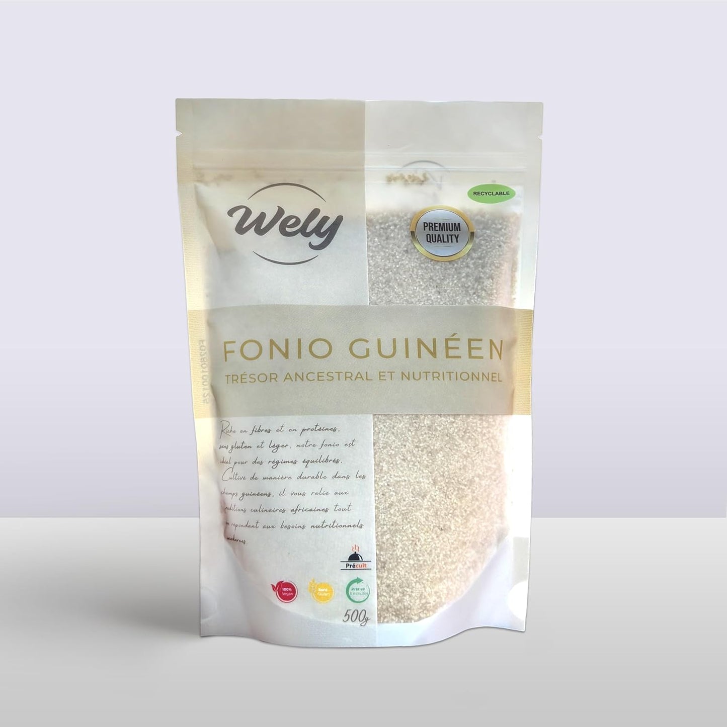 Wely - Fonio de Guinée Précuit - Lot de 3 x 500 g